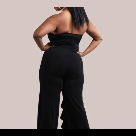 Womens~Jumpsuit~Black Strapless~Wide-Leg~NEW~Size 2X~ - Picture 3 of 6